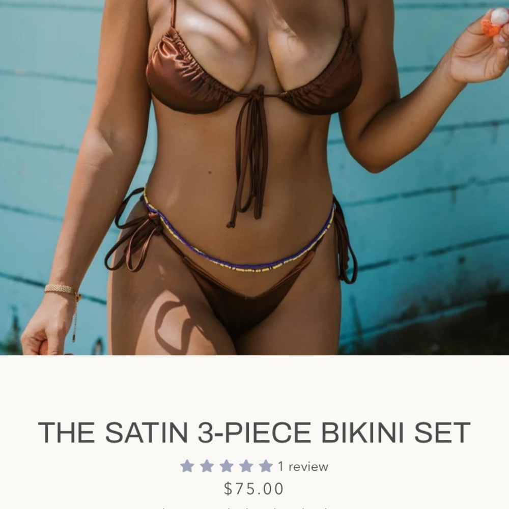 The Satin 3 Piece Bikini Size L NaturylSwim Niykee Heaton Brand New in Packaging